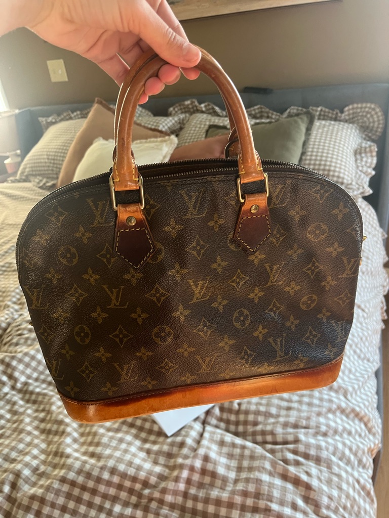 Louis Vuitton Brown Monogram Top-Handle Satchel With Tan Trim